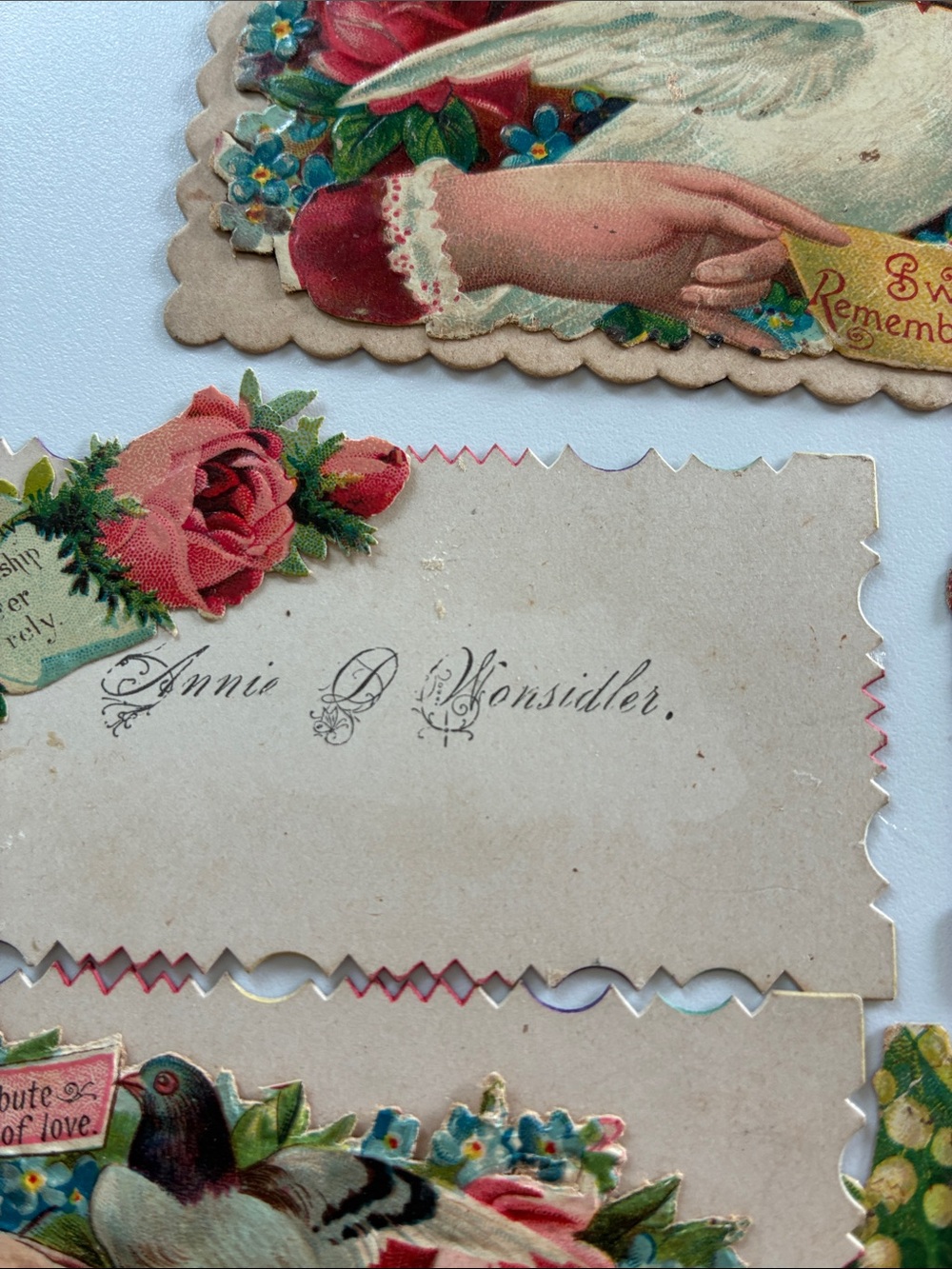 Antique Floral Ephemera with Red, Pink, Yellow and Green Accents - Picture 3 of 6